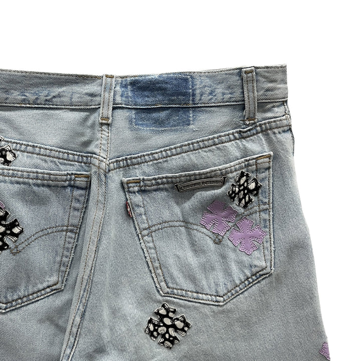 Chrome Hearts Levi's 501 Zebra&Purple Cross Patch Jeans - SHENGLI ROAD MARKET