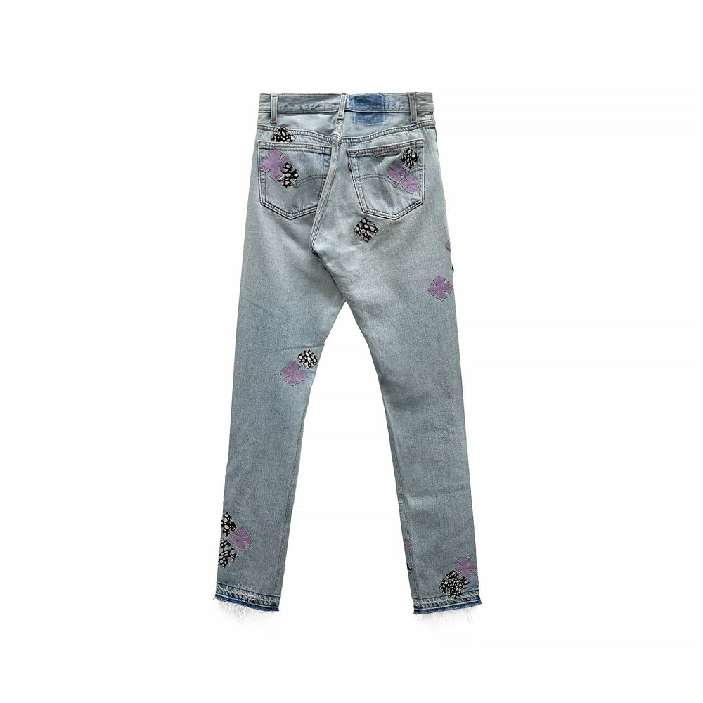 Chrome Hearts Levi's 501 Zebra&Purple Cross Patch Jeans - SHENGLI ROAD MARKET