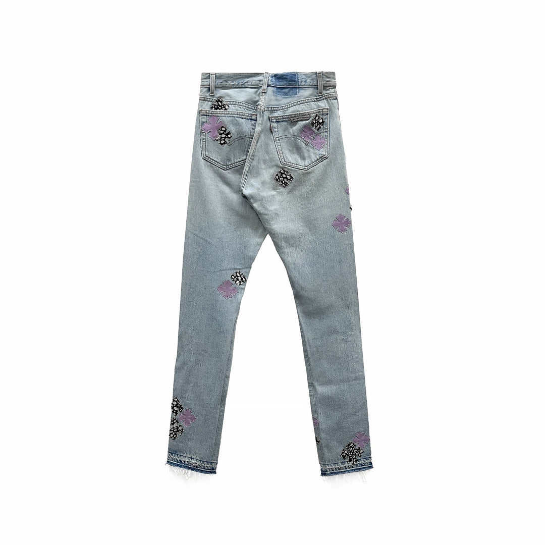 Chrome Hearts Levi's 501 Zebra&Purple Cross Patch Jeans - SHENGLI ROAD MARKET