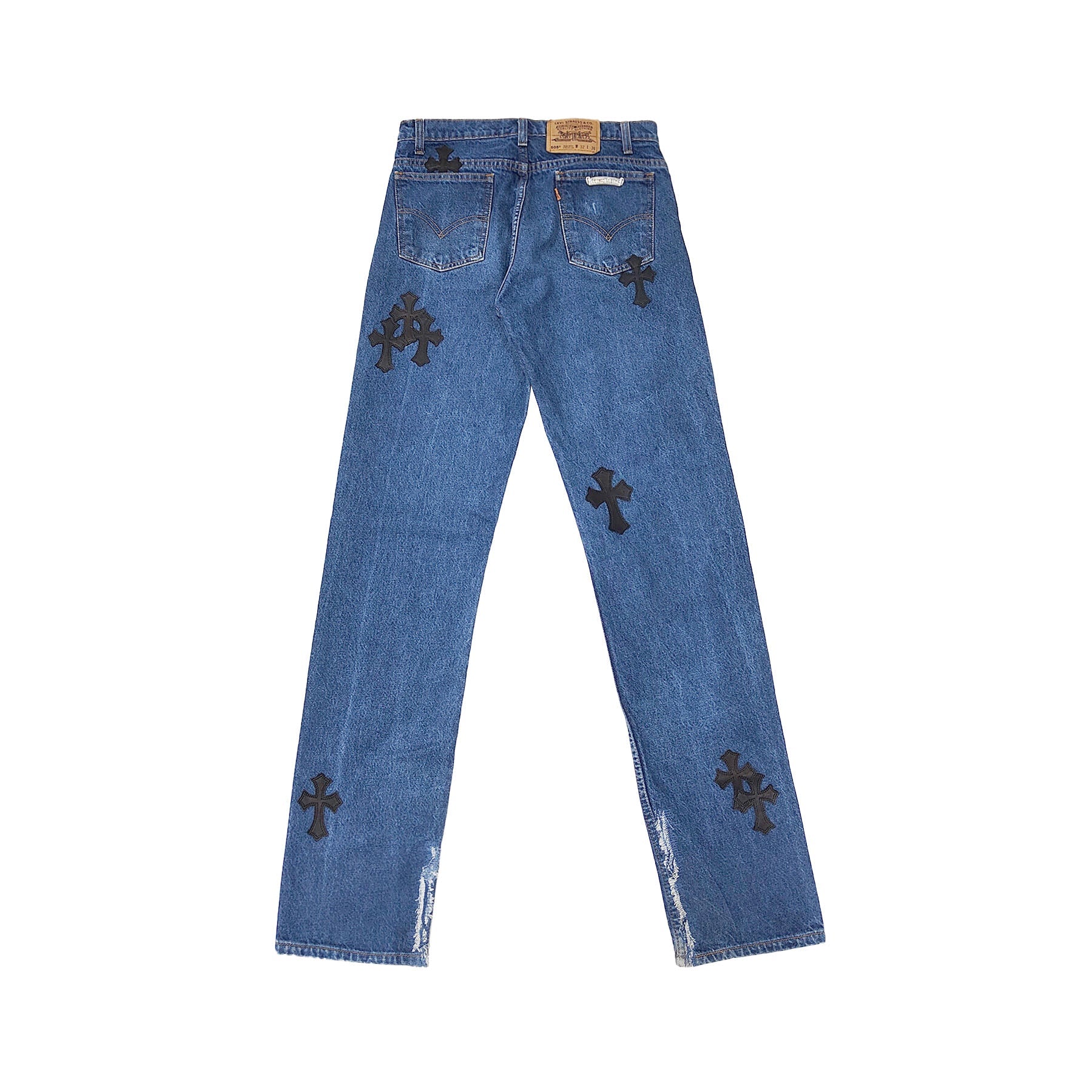 パンツ LEVI'S 501 EMBLEM REMAKE CRUSHED DENIM Chrome Hearts Levi's 505 Black Cross Patch Jeans - SRM – SHENGLI
