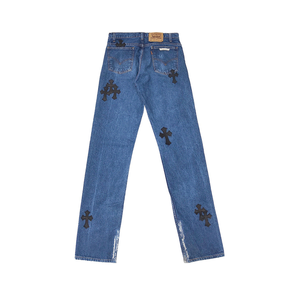 Chrome Hearts Levi's 505 Black Cross Patch Jeans - SHENGLI ROAD MARKET