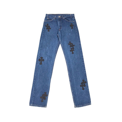 Chrome Hearts Levi's 505 Black Cross Patch Jeans - SHENGLI ROAD MARKET