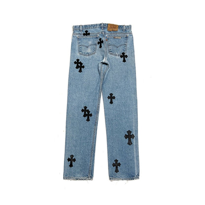 Chrome Hearts Levi's 505 Black Cross Patch Jeans - SHENGLI ROAD MARKET