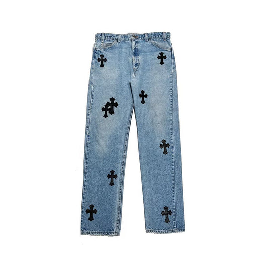 Chrome Hearts Levi's 505 Black Cross Patch Jeans - SHENGLI ROAD MARKET