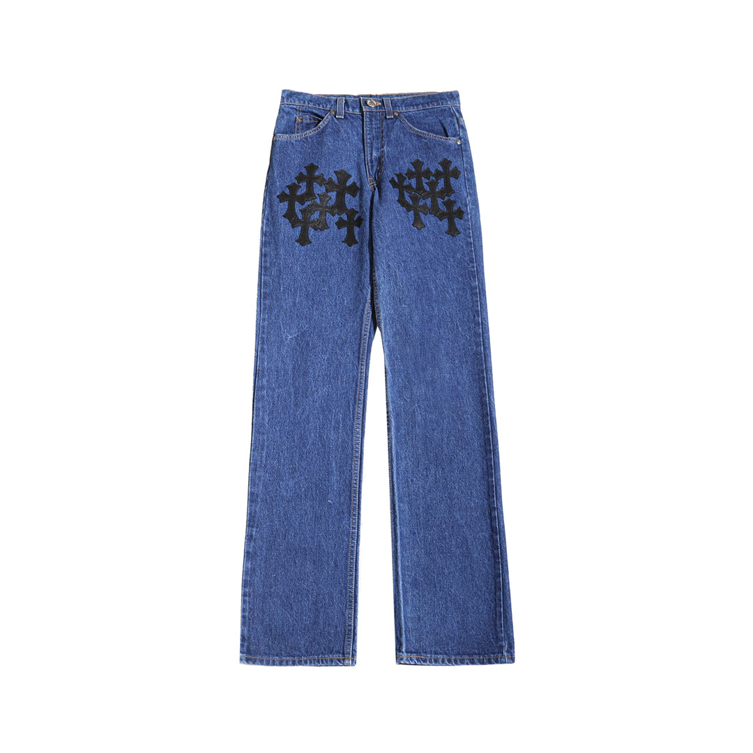Chrome Hearts Levi's 517 Black Cross Patch Blue Jeans - SHENGLI ROAD MARKET