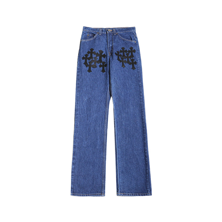 Chrome Hearts Levi's 517 Black Cross Patch Blue Jeans - SHENGLI ROAD MARKET