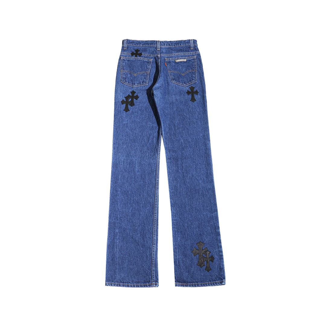 Chrome Hearts Levi's 517 Black Cross Patch Blue Jeans - SHENGLI ROAD MARKET