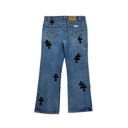 Chrome Hearts Levi's 517 Black Cross Patch Denim Jeans - SHENGLI ROAD MARKET