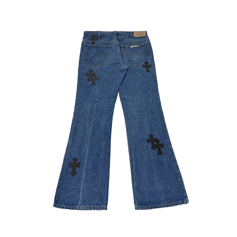 Chrome Hearts Levi's 517 Black Cross Patch Denim Jeans - SHENGLI ROAD MARKET