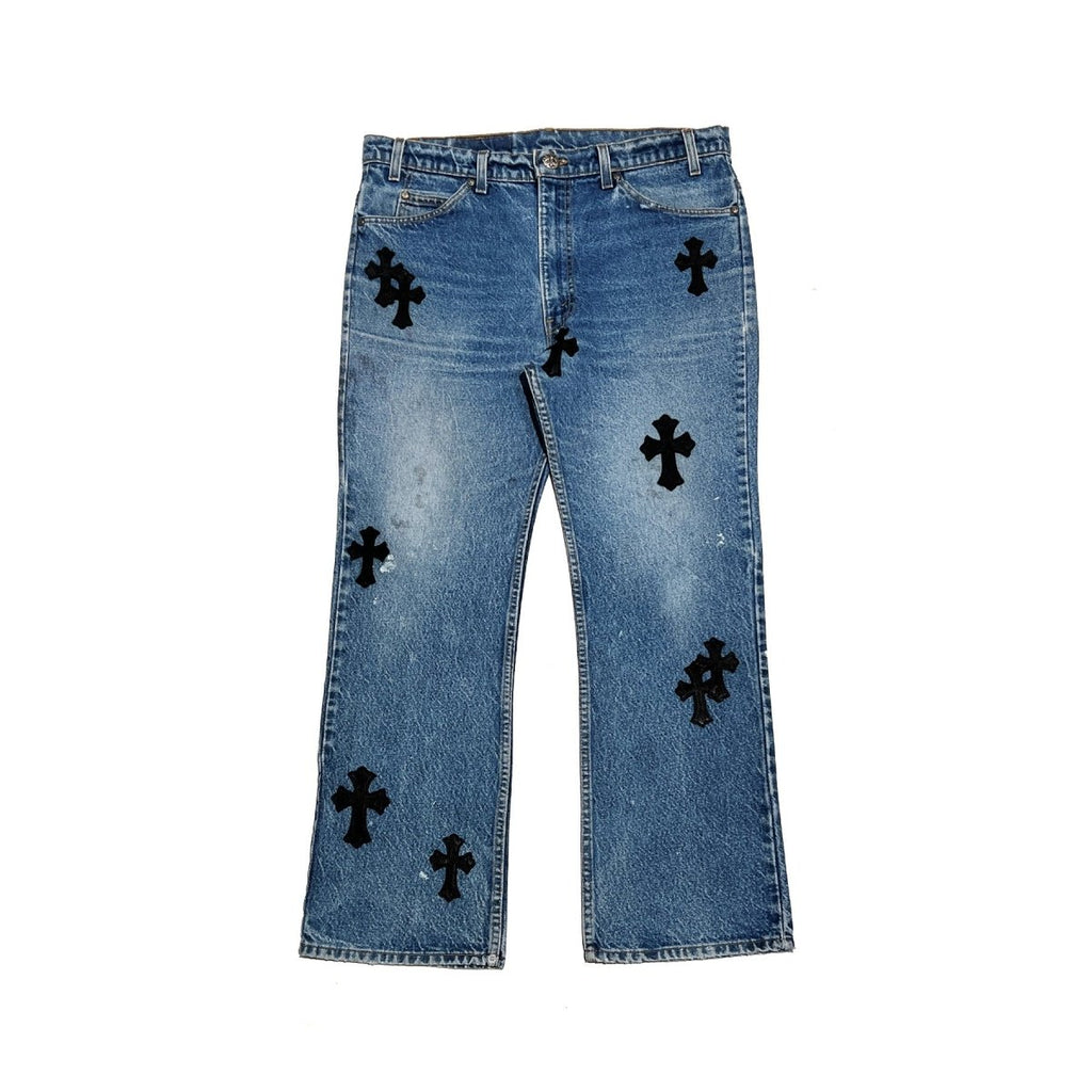 Chrome Hearts Levi's 517 Black Cross Patch Denim Jeans - SRM