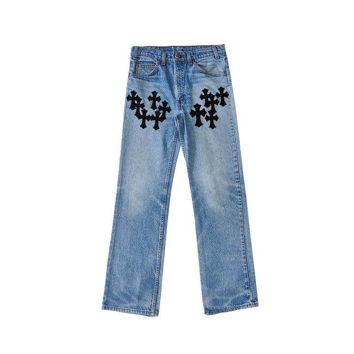 Chrome Hearts Levi's 517 Black Cross Patch Jeans - SHENGLI ROAD MARKET