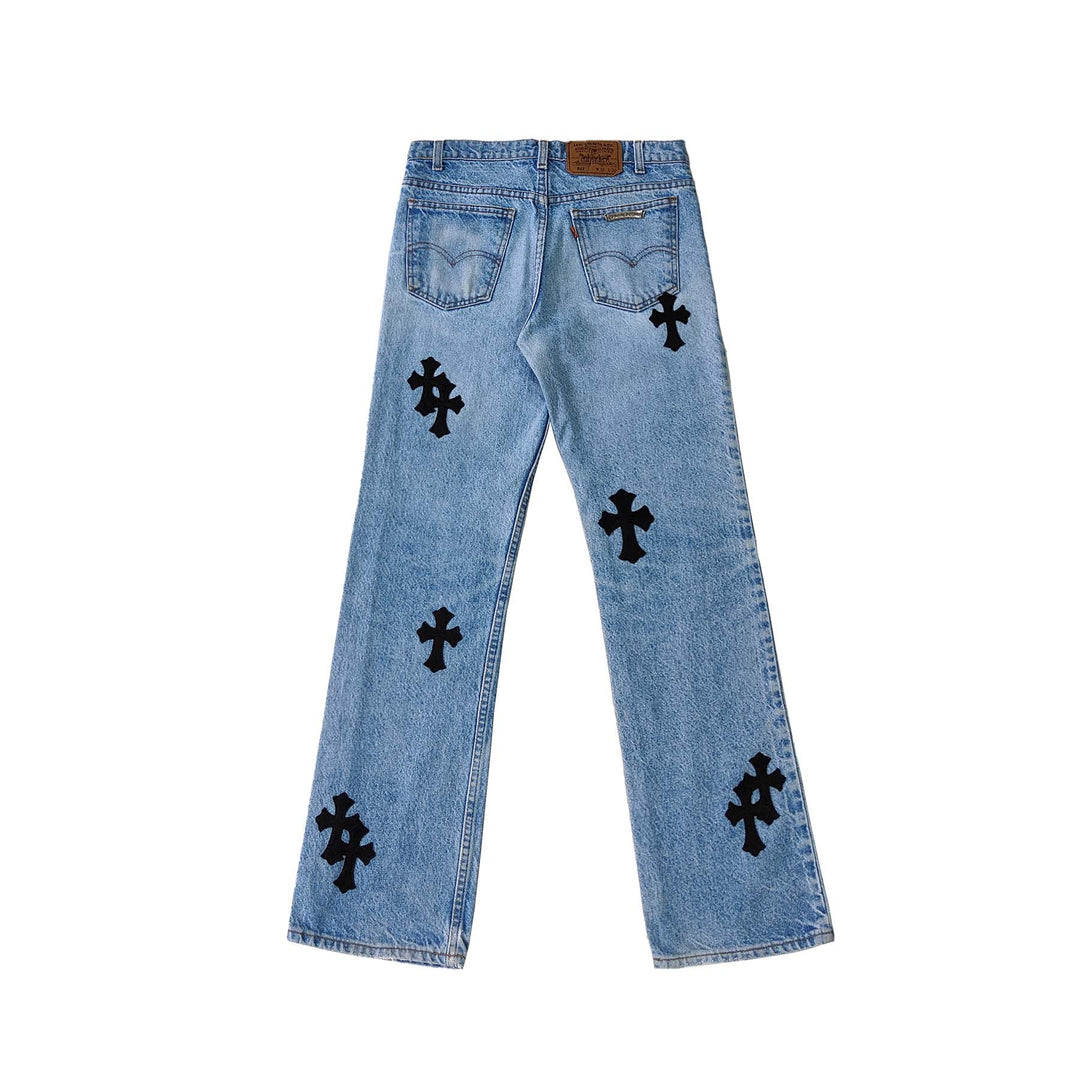 Chrome Hearts Levi's 517 Black Cross Patch Jeans - SHENGLI ROAD MARKET