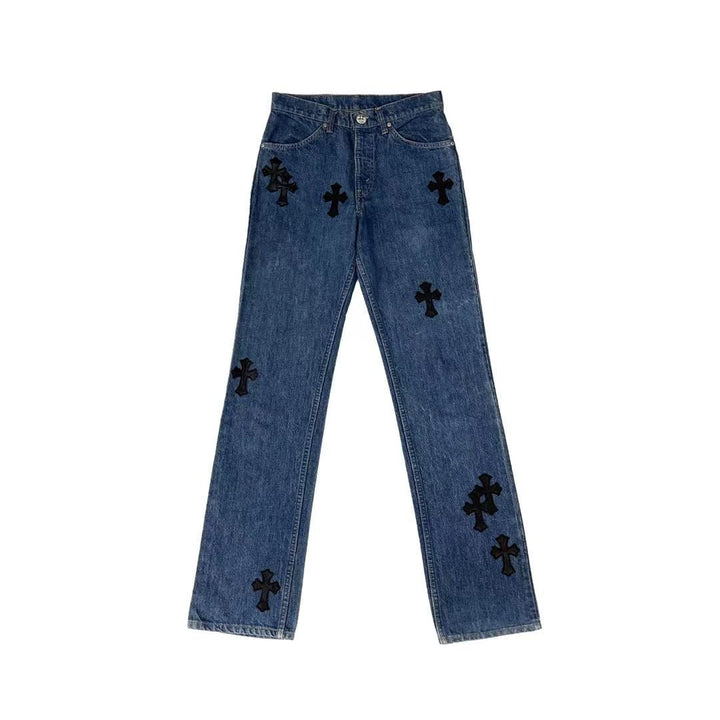 Chrome Hearts Levi's 517 Blue Cross Leather Patch Jeans - SHENGLI ROAD MARKET