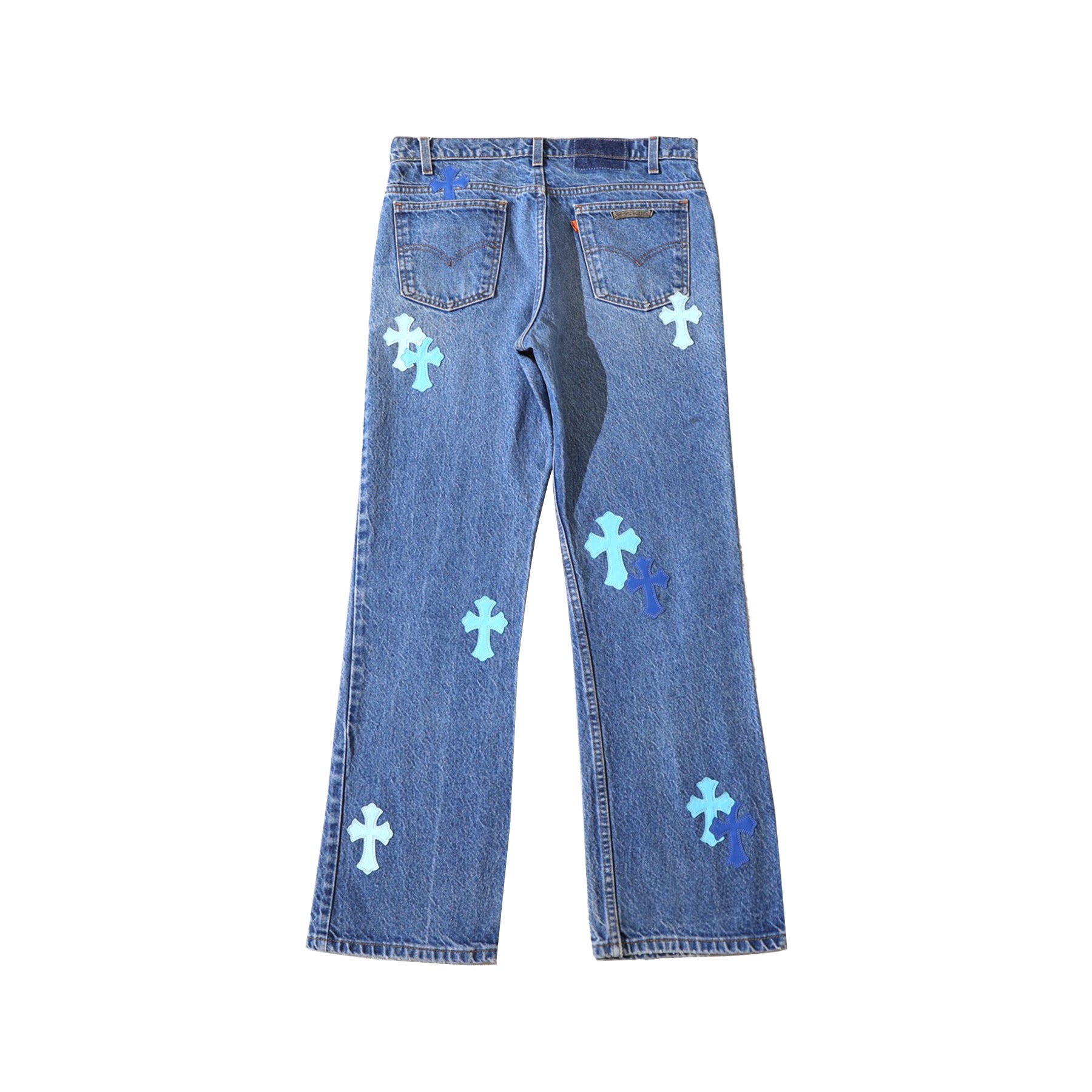 Chrome Hearts Levi's 517 Miami Exclusive Cross Patch Blue Jeans