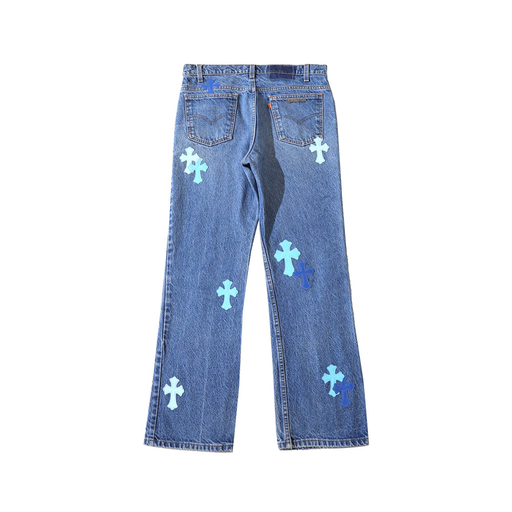 Chrome Hearts Levi's 517 Miami Exclusive Cross Patch Blue Jeans - SHENGLI ROAD MARKET