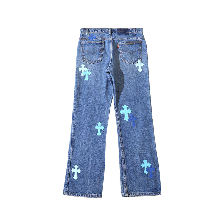 Chrome Hearts Levi's 517 Miami Exclusive Cross Patch Blue Jeans - SHENGLI ROAD MARKET