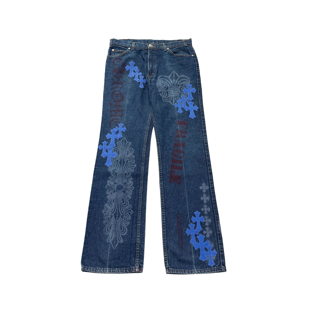 Chrome Hearts Levi's 517 Online Exclusive Spray Blue Cross Jeans - SHENGLI ROAD MARKET