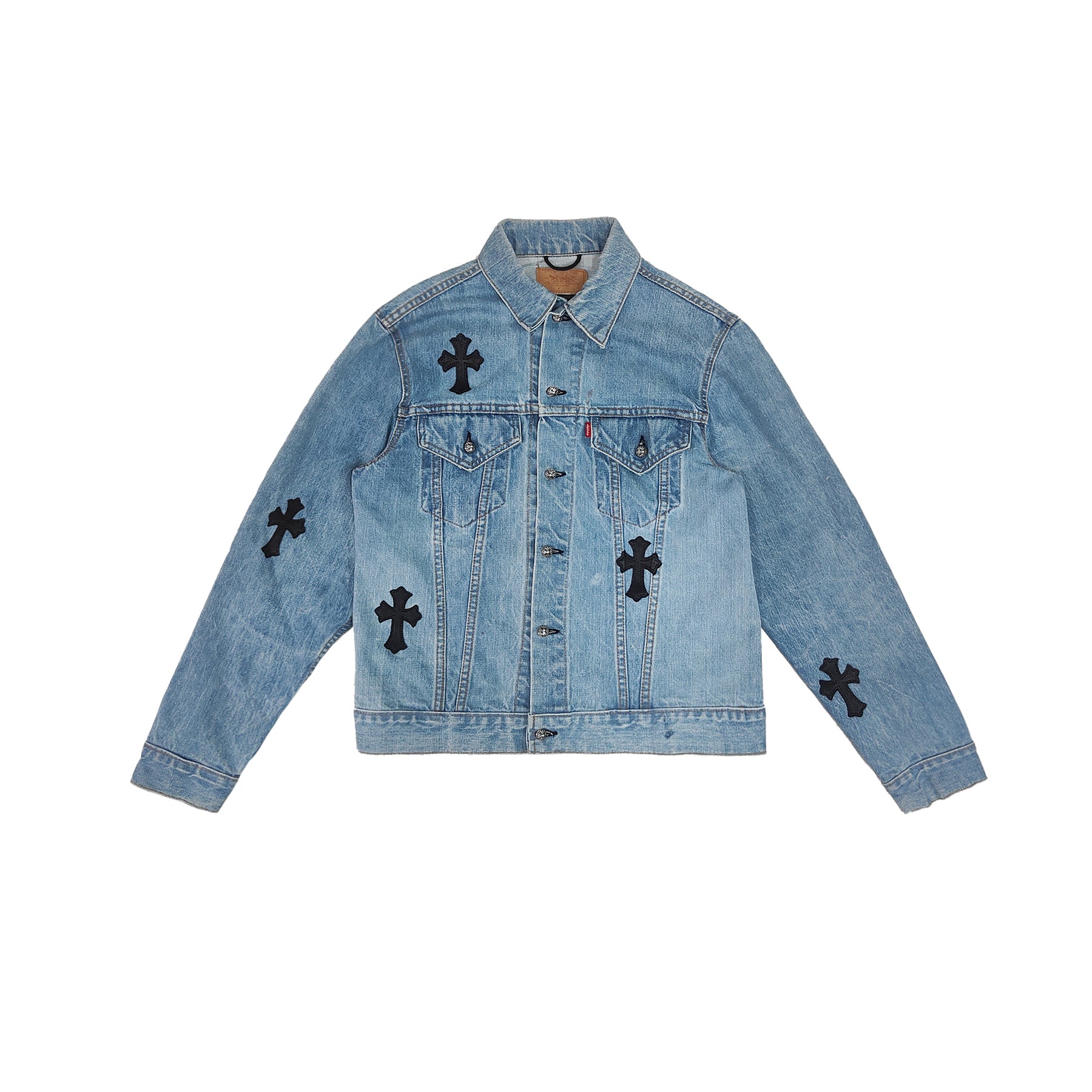 ミュージシャン HEARTS DENIM JACKET /HYSFORM Chrome Hearts Levi's Cross Patch Denim Jacket - SRM – SHENGLI ROAD