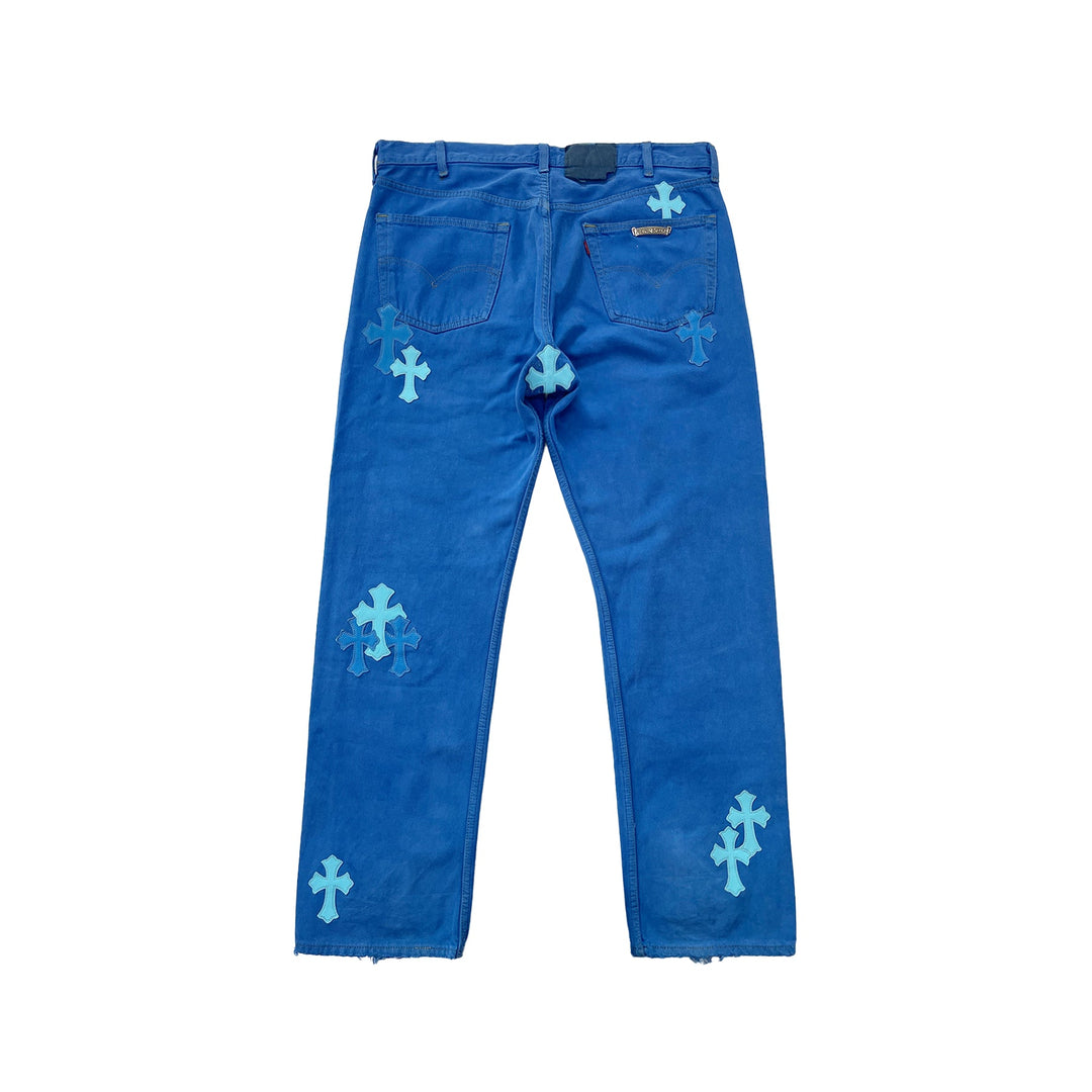 Chrome Hearts Levi's London Exclusive Blue Cross Patch Jeans - SHENGLI ROAD MARKET