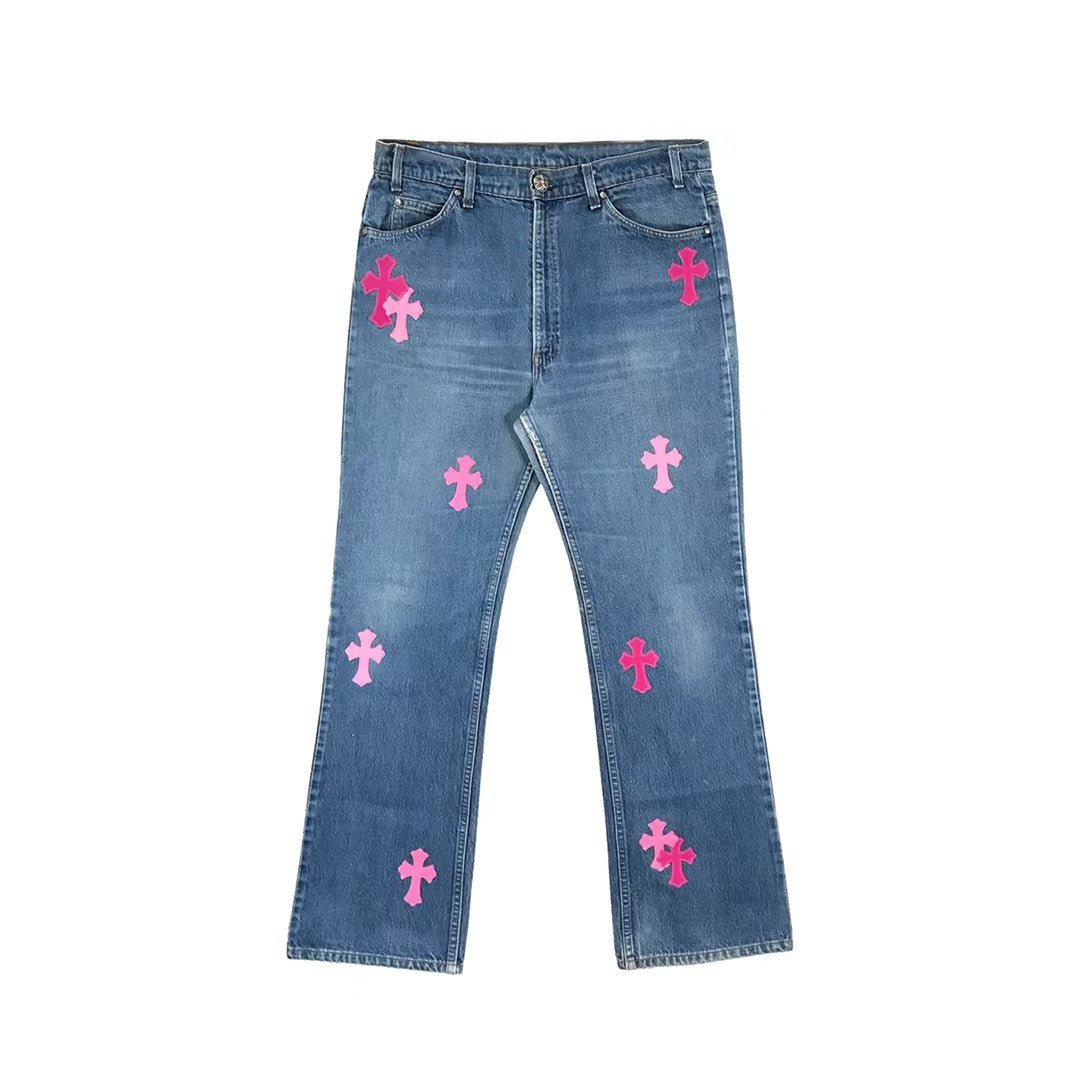 Chrome Hearts Levi's Pink Cross Patch Jeans - SHENGLI ROAD MARKET