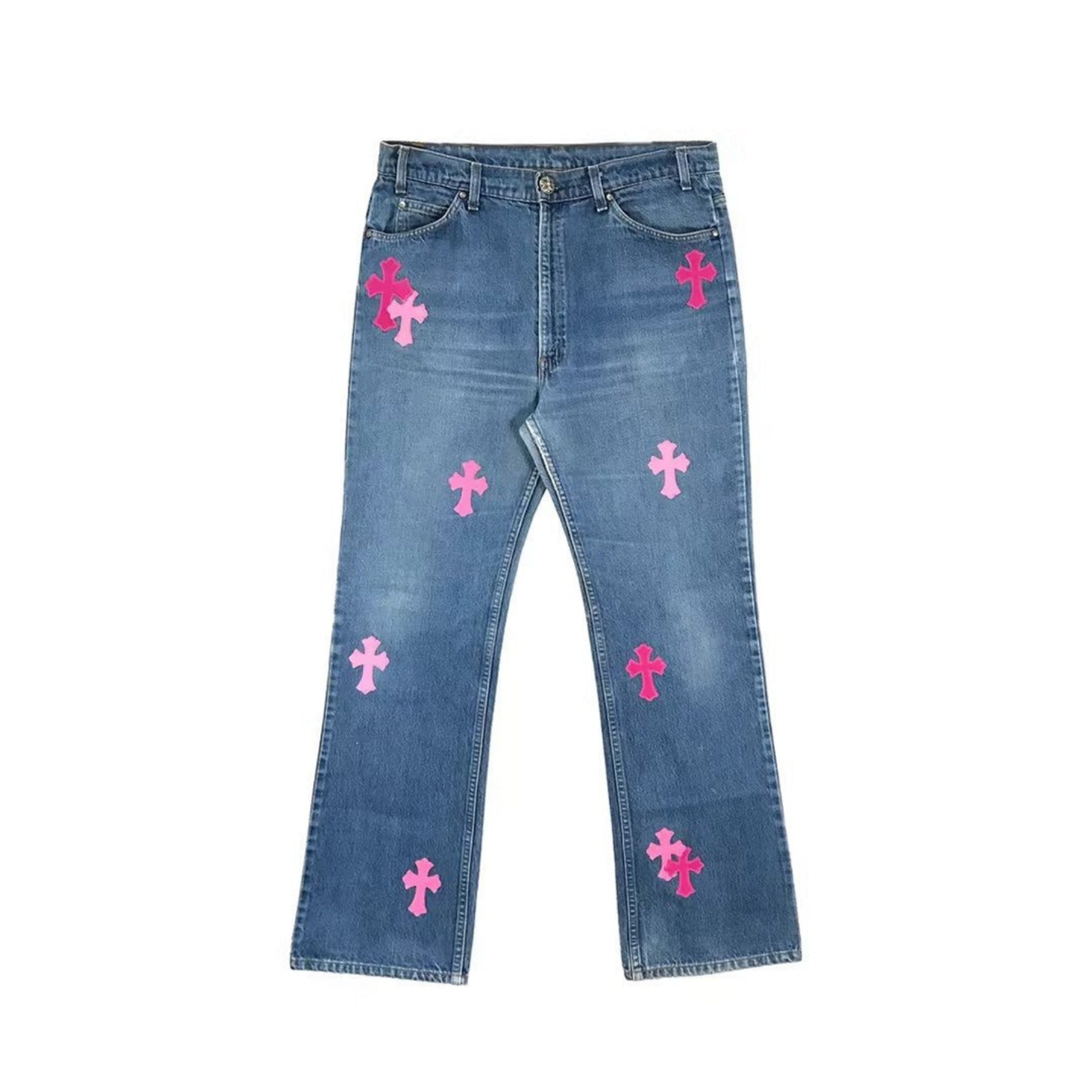 Chrome Hearts Levi's ピンク クロス パッチ ジーンズ - SRM – SHENGLI