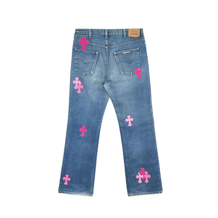 Chrome Hearts Levi's Pink Cross Patch Jeans - SHENGLI ROAD MARKET