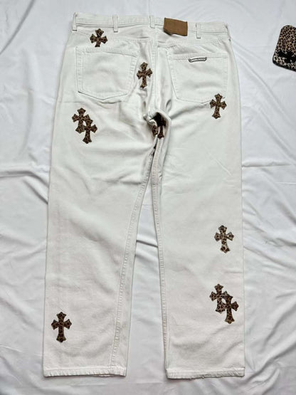 Chrome Hearts Levi's White Leopard Cross Patch Jeans - SHENGLI ROAD MARKET