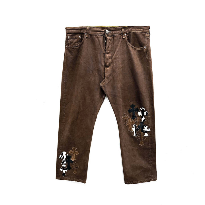 Chrome Hearts Levi's Zebra & Black Cross Patch Brown Jeans - SHENGLI ROAD MARKET