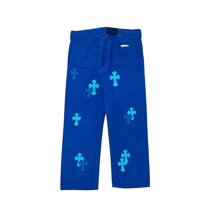 Chrome Hearts London Exclusive Blue Cross Patch Jeans - SHENGLI ROAD MARKET