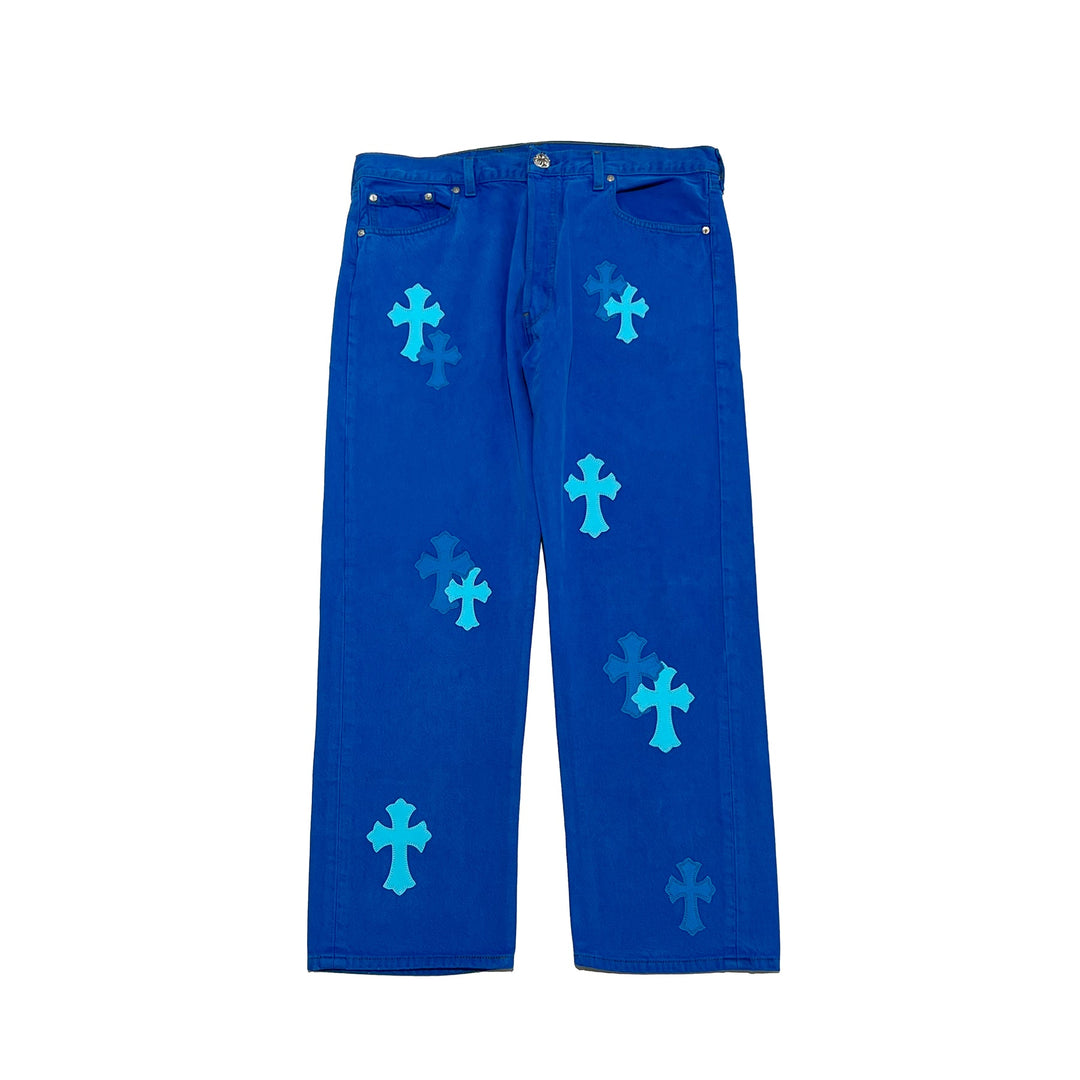 Chrome Hearts London Exclusive Blue Cross Patch Jeans - SHENGLI ROAD MARKET