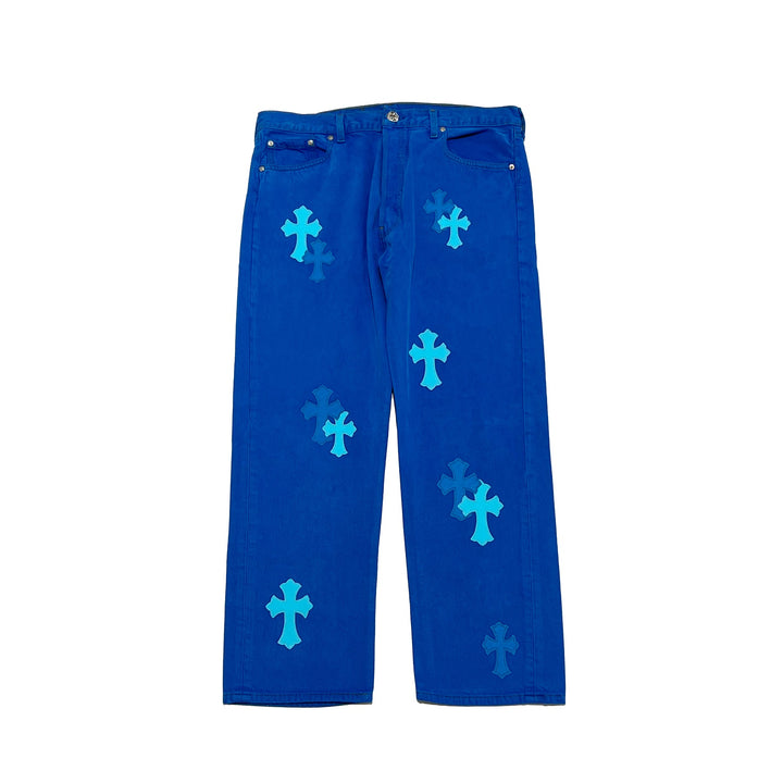 Chrome Hearts London Exclusive Blue Cross Patch Jeans - SHENGLI ROAD MARKET
