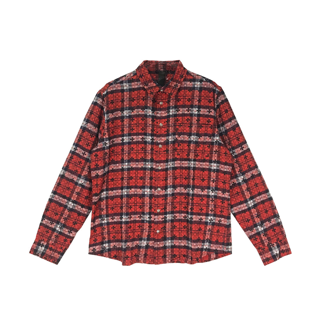 Chrome Hearts LOOSE END Cross Patch Cotton Flannel Shirt - SHENGLI ROAD MARKET