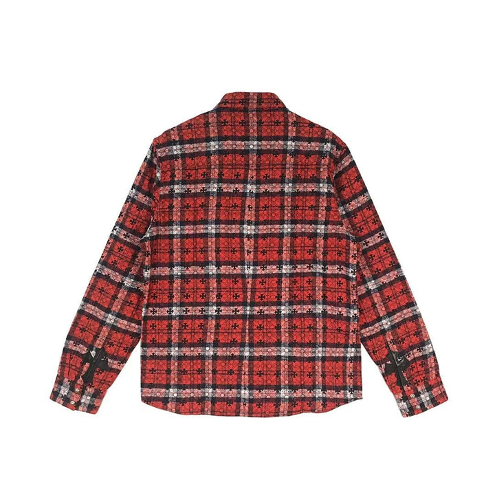 Chrome Hearts Loose End Cross Patch Cotton Flannel Shirt - SHENGLI ROAD MARKET