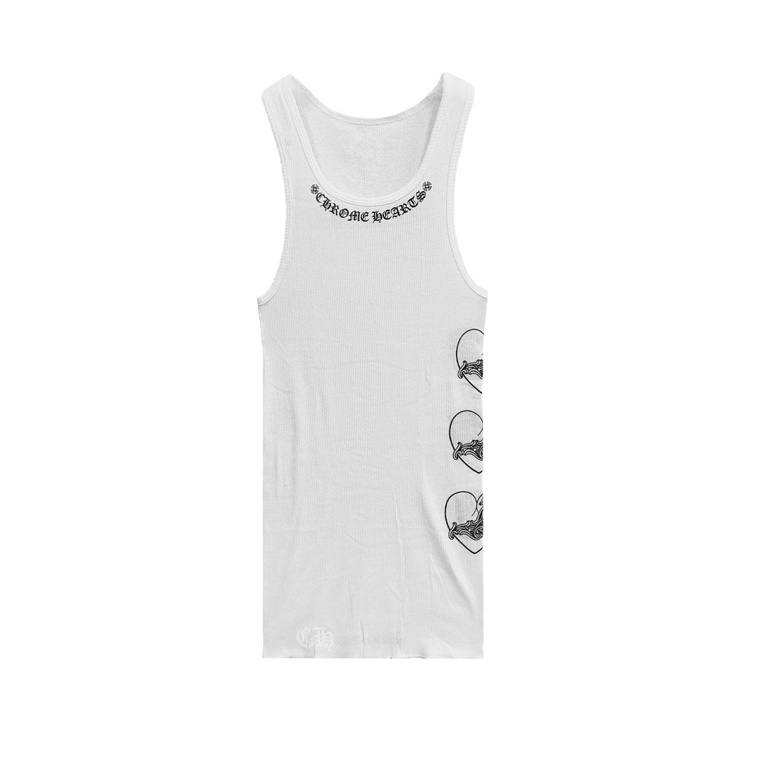 Chrome Hearts LOVE U Vine Heart White Rib Tank Top - SHENGLI ROAD MARKET