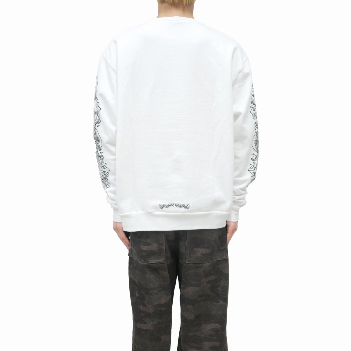 wait wait waitさん専用CHROME HEARTS スウェット Chrome Hearts Horseshoe Floral Sleeves White Crewneck