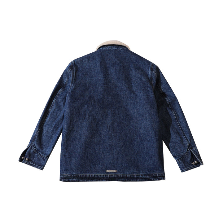 Chrome Hearts M65 Shearling Collar Blue Denim Work Jacket - SHENGLI ROAD MARKET