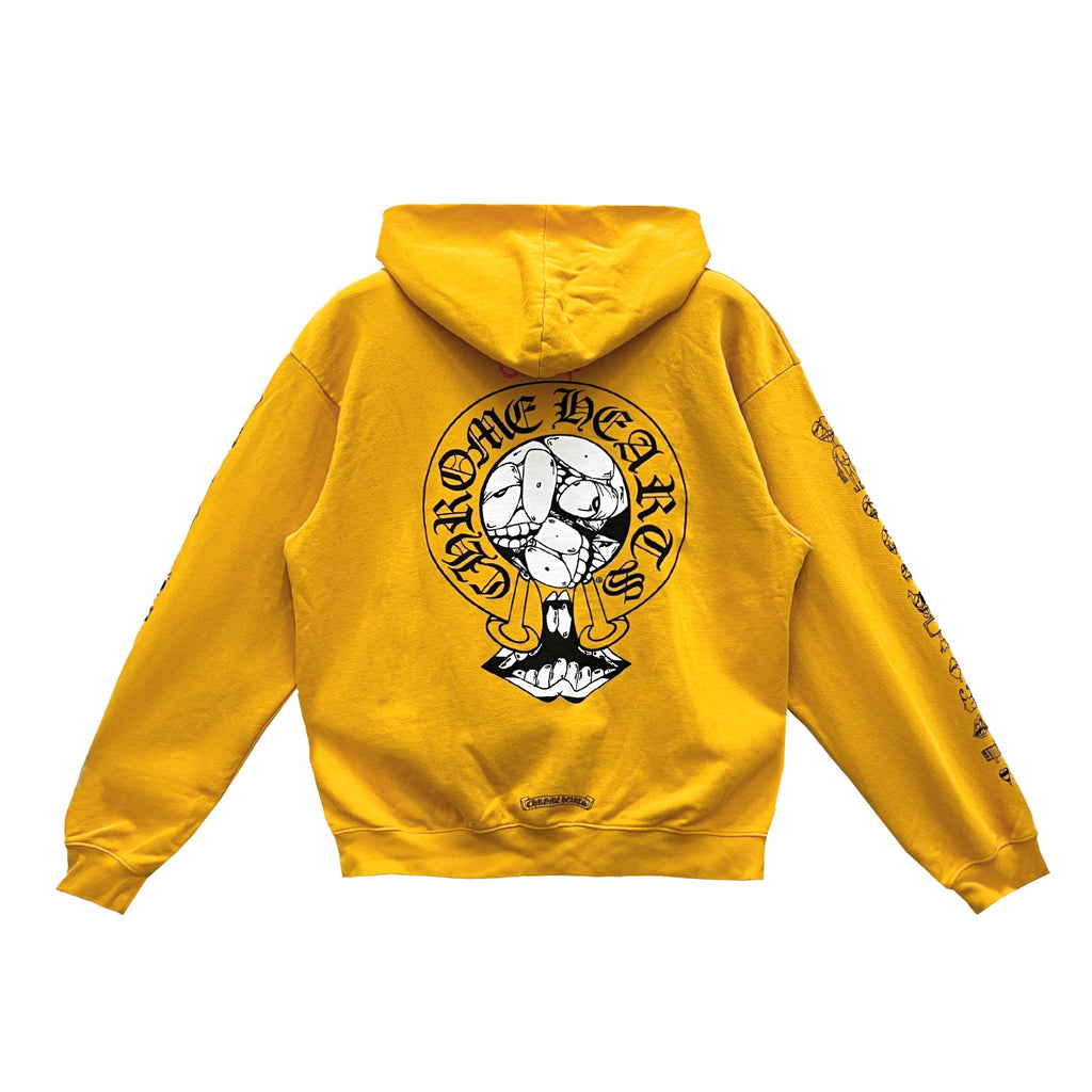 CHROME HEARTS MATTY BOY L イエロー Chrome Hearts X Matty Boy Back Horseshoe Graffiti Hoodie - SRM