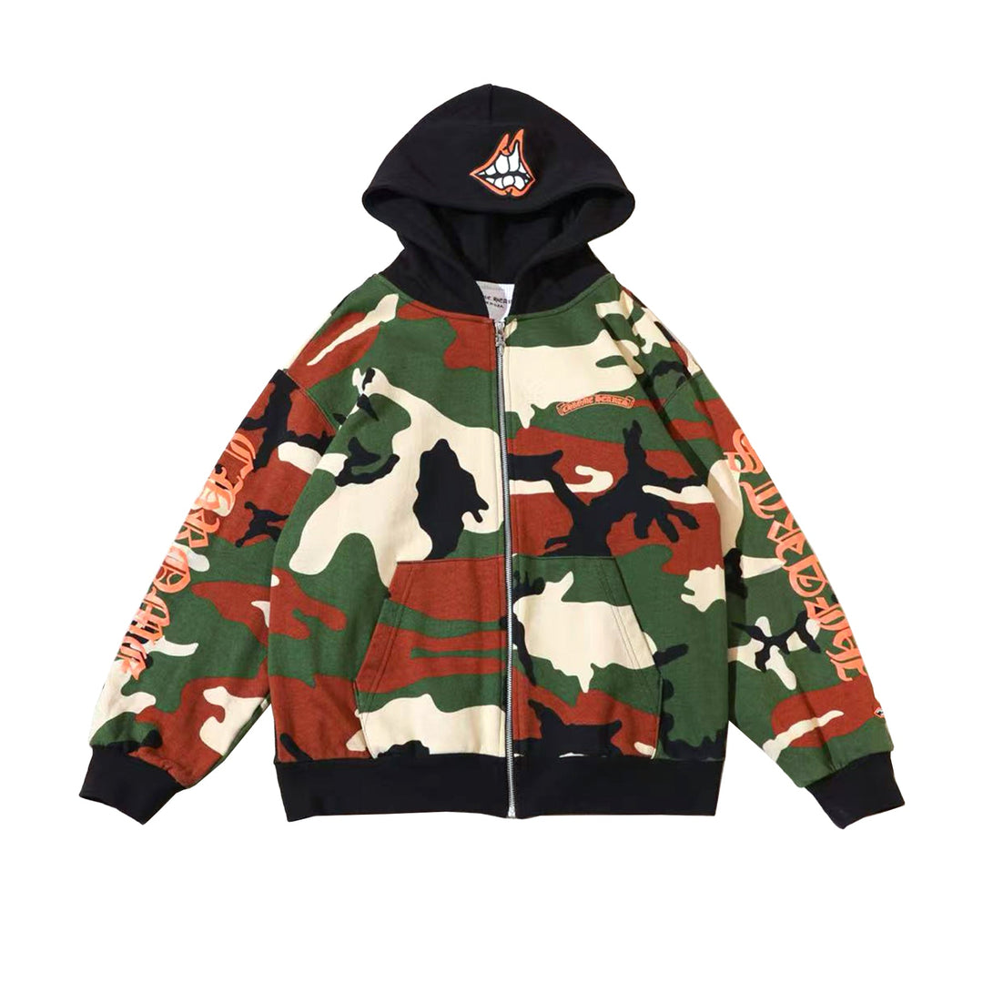 Chrome Hearts Matty Boy Caution Camouflage Zip-Up Hoodie - SHENGLI ROAD MARKET