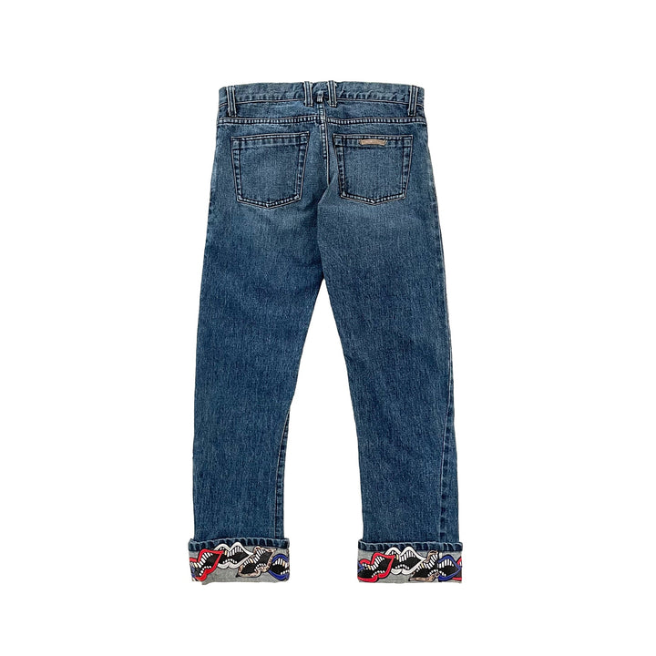 Chrome Hearts Matty Boy Chomper Leather Patch Jeans - SHENGLI ROAD MARKET