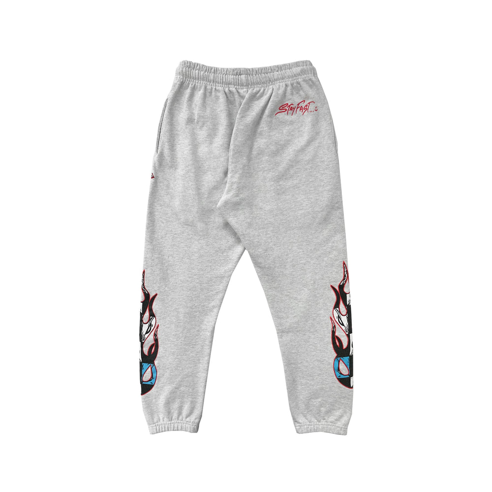 Chrome Hearts Matty Boy Flame Graffiti Grey Sweatpants - SHENGLI ROAD MARKET
