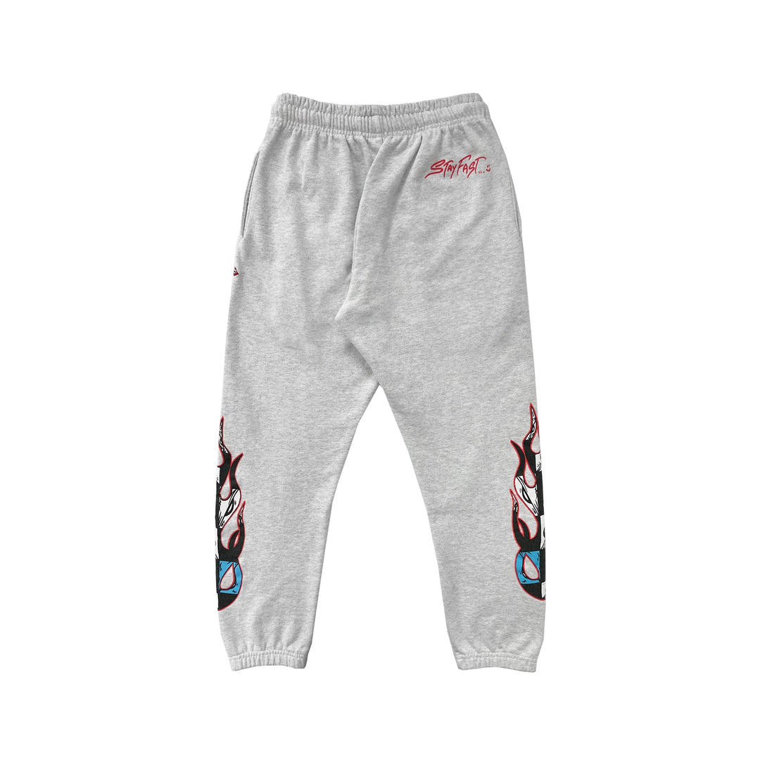 Chrome Hearts Matty Boy Flame Graffiti Grey Sweatpants - SHENGLI ROAD MARKET