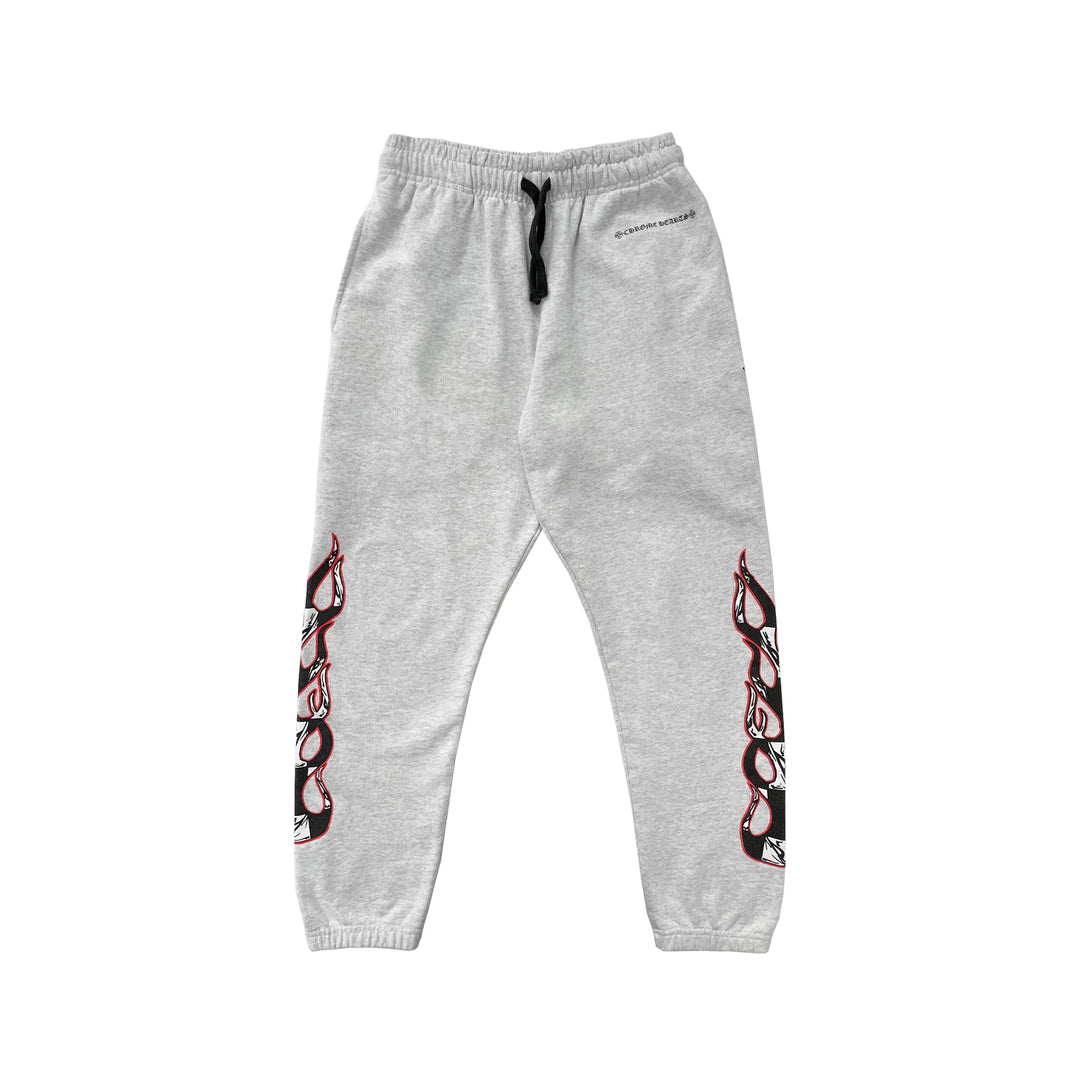 Chrome Hearts Matty Boy Flame Graffiti Grey Sweatpants - SHENGLI ROAD MARKET