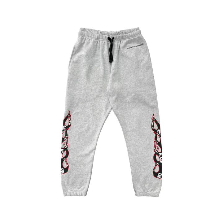 Chrome Hearts Matty Boy Flame Graffiti Grey Sweatpants - SHENGLI ROAD MARKET