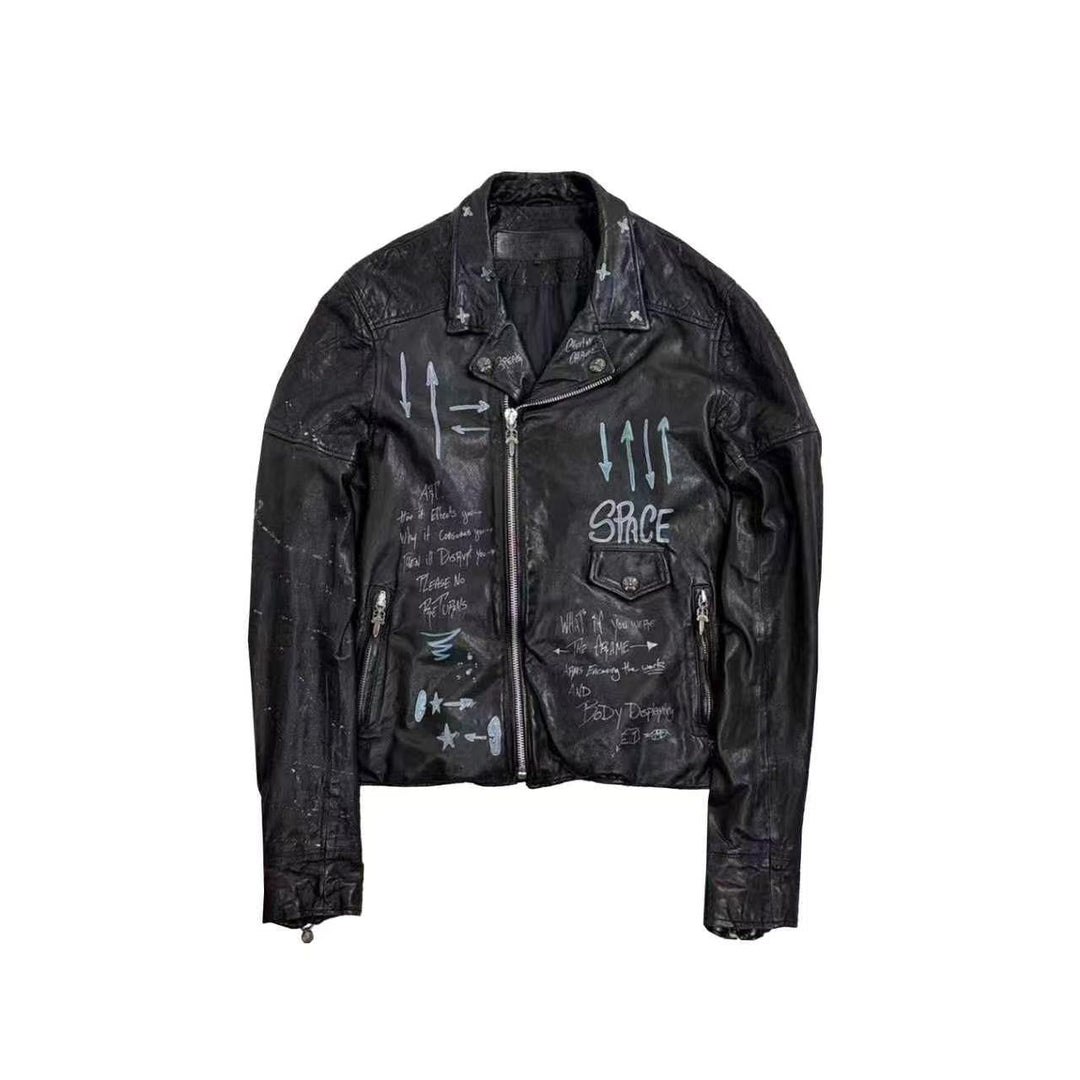 Chrome Hearts Matty Boy Hand Painted Leather Jacket - SHENGLI ROAD MARKET