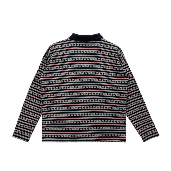 Chrome Hearts Matty Boy Black&Red Stripe Long Sleeve Polo