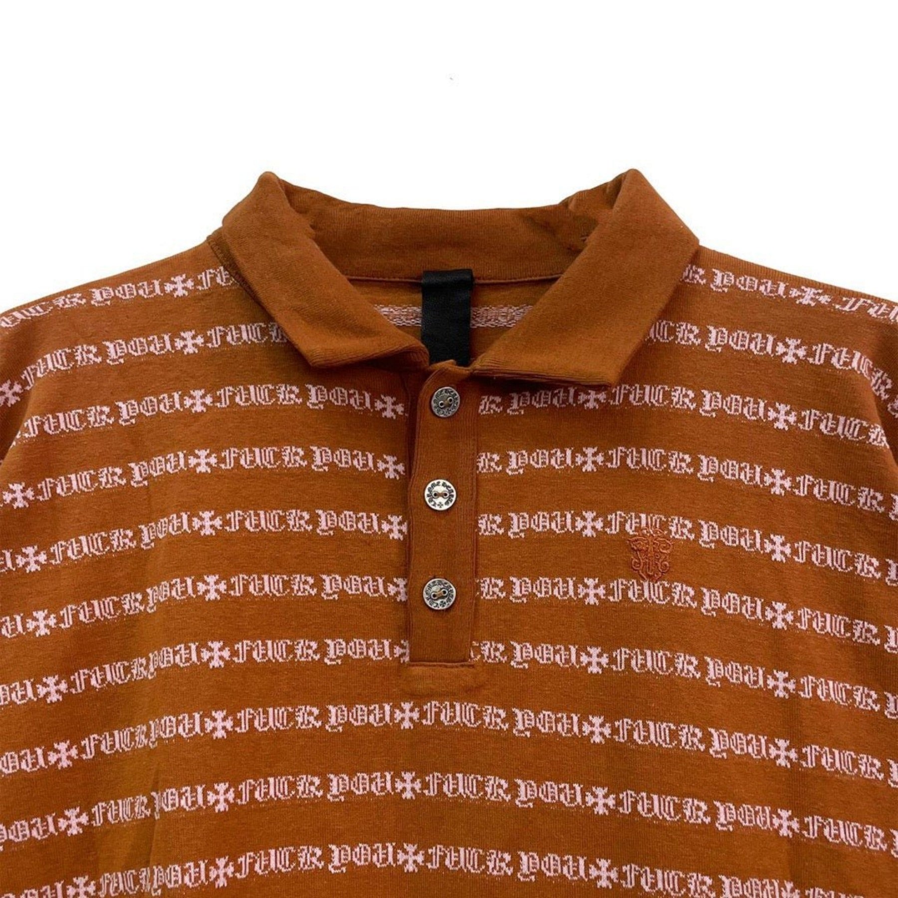 Chrome Hearts Matty Boy Brown&Pink Stripe Long Sleeve Polo