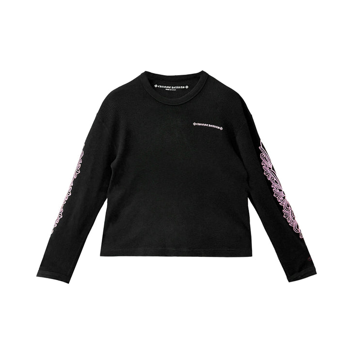Chrome Hearts Matty Boy Pink Script Black Waffle Thermal Long Sleeve Tee - SHENGLI ROAD MARKET