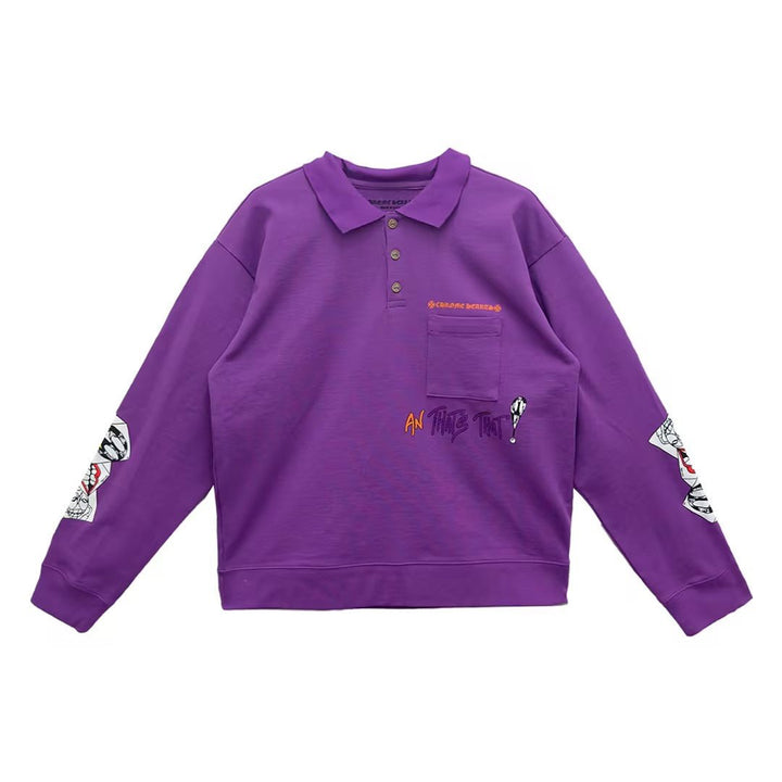 Chrome Hearts Matty Boy PURRELLE Graffiti Long Sleeve Polo - SHENGLI ROAD MARKET