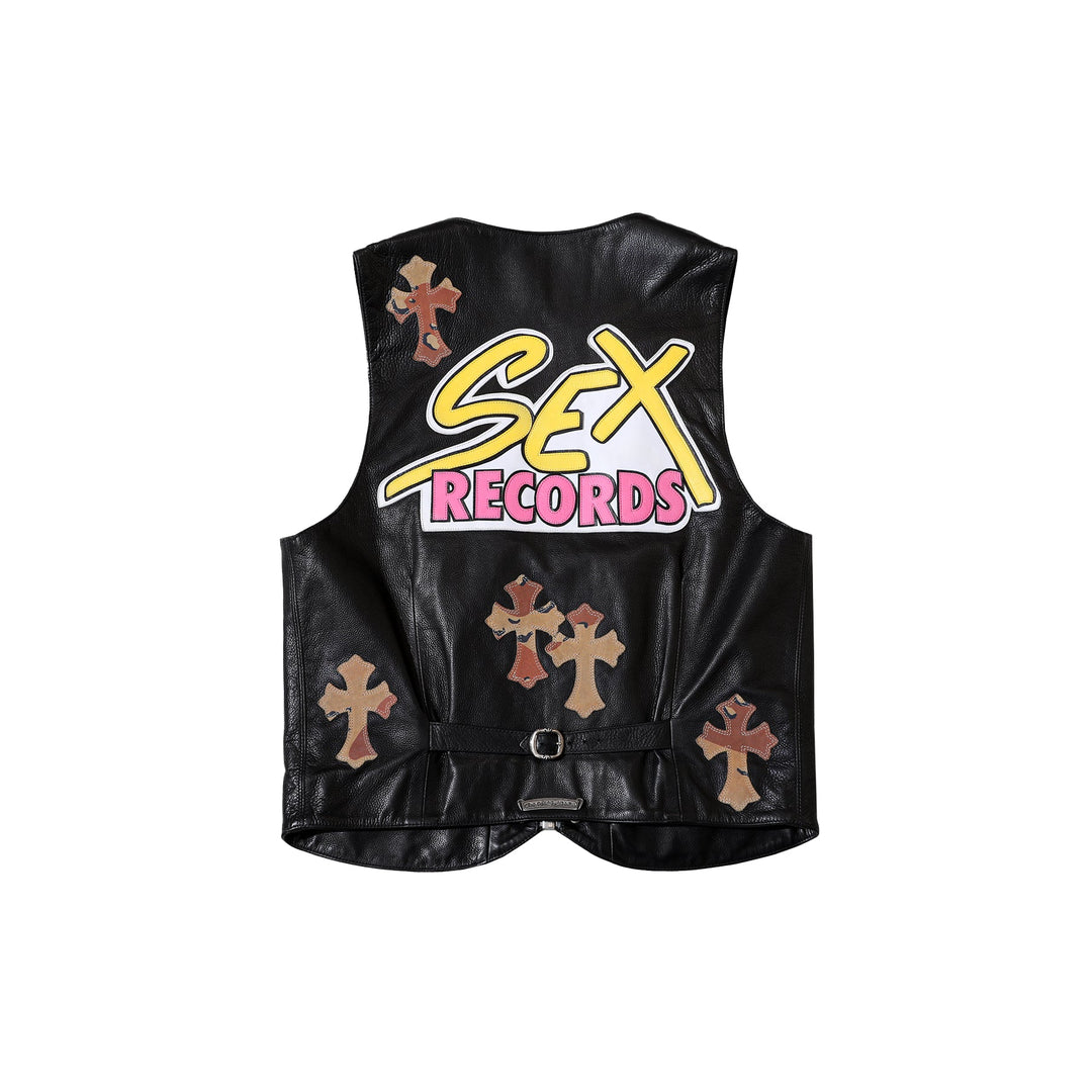 Chrome Hearts Matty Boy Sex Records Cross Patch Leather Vest - SHENGLI ROAD MARKET