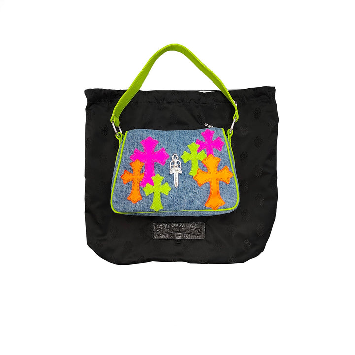 Chrome Hearts Miami Art Basel Multi - Color Patch Denim Cross Patch Nugget Bag - SHENGLI ROAD MARKET